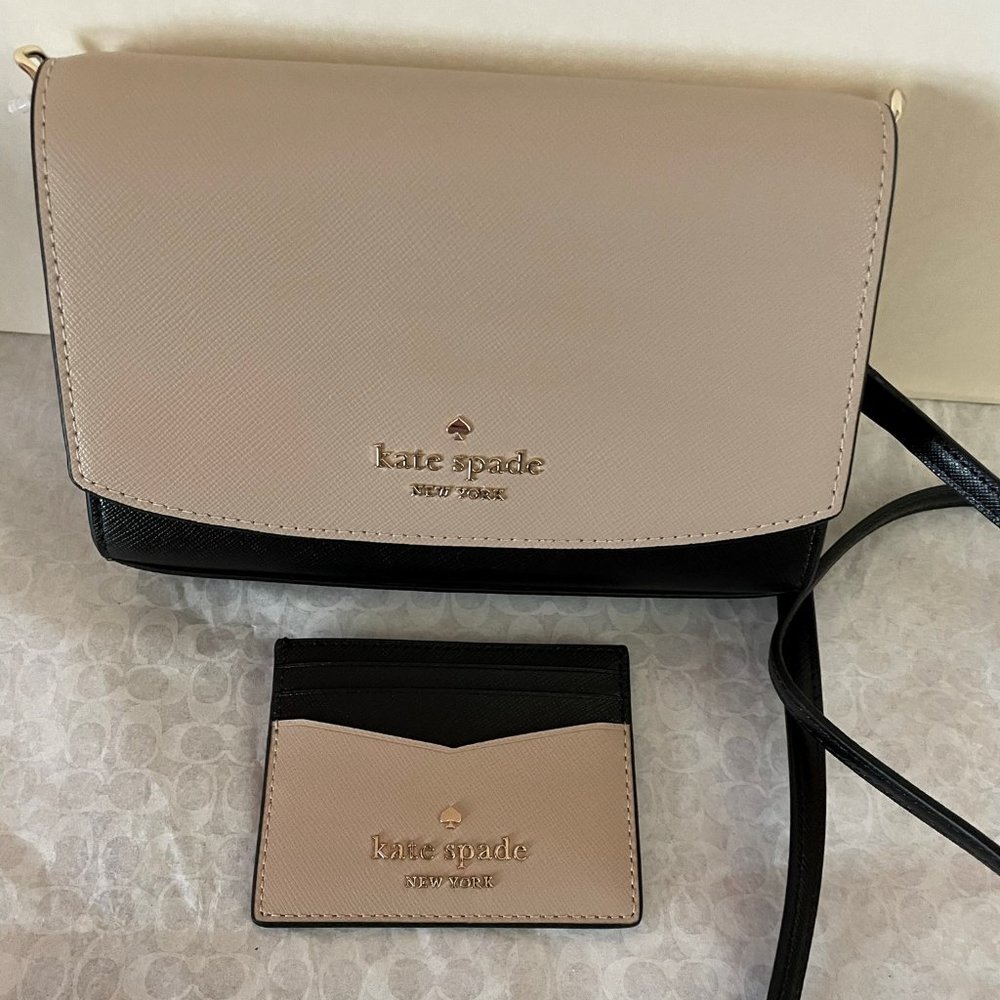 NWT Kate Spade Carson Colorblock Saffiano Leather Crossbody Warm Beige